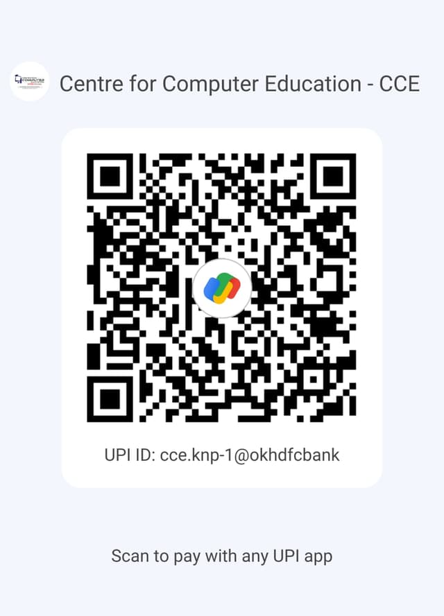 UPI QR Code for Centre for Computer Education — cce.knp-1@okhdfcbank